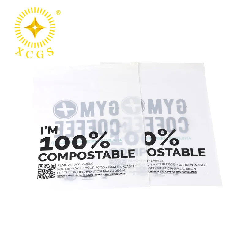 XCGS Factory PBAT PLA Custom Logo 100% Biodegradable Zipper Bags For Clothing Shipping Packaging Bag