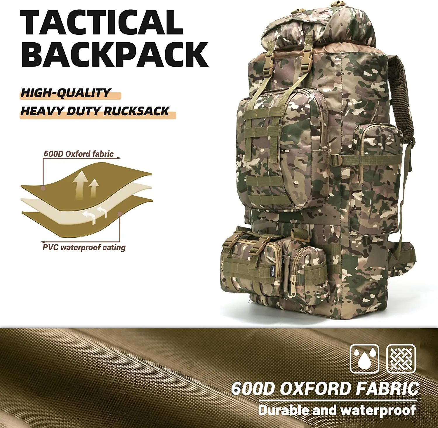 Best Outdoor Sports Bag Molle Rucksack Tactical Camping Backpacking Daypack 100 Liter Camping Hiking Backpack Duffel Bag for Men