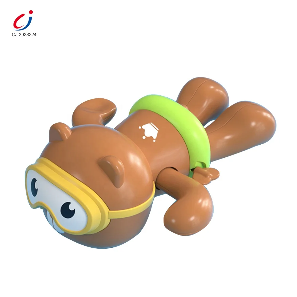 Chengji baby bathtub water playing plastic cartoon swimming bear small bath winding up toys for toddlers