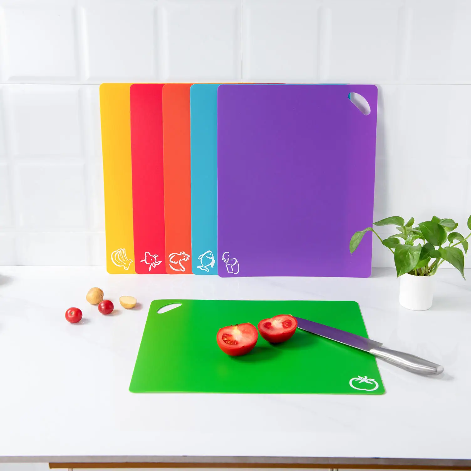 Fast delivery Flexible Cutting Mat Non-Slip Chopping Board Kitchen Plastic Cutting Board For Cooking