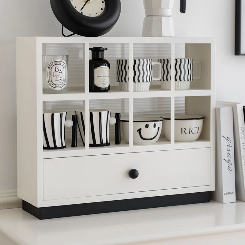 Nordic modern desk sundries storage cabinet luxury living room wood & metal cup cabinet decorative small cabinet with drawer