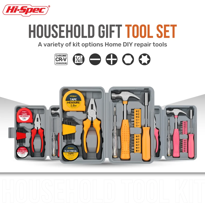 25pc Small Compact Home Office Basic DIY Hand Tool Kit Set Household Improvement Repairs hand tools set
