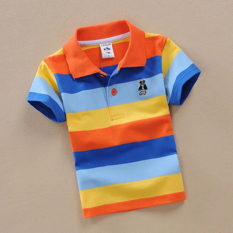 Child Polo Cotton Toddler Polos T Shirt Short Sleeve School Boy Kids Polo Shirts Wholesale Striped for Children