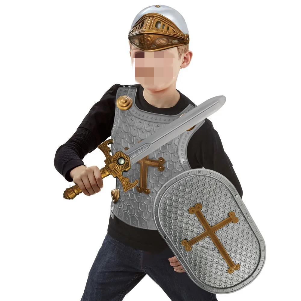 Amazon hot selling boy toys Halloween plastic dress up sword toy armor suit for boy