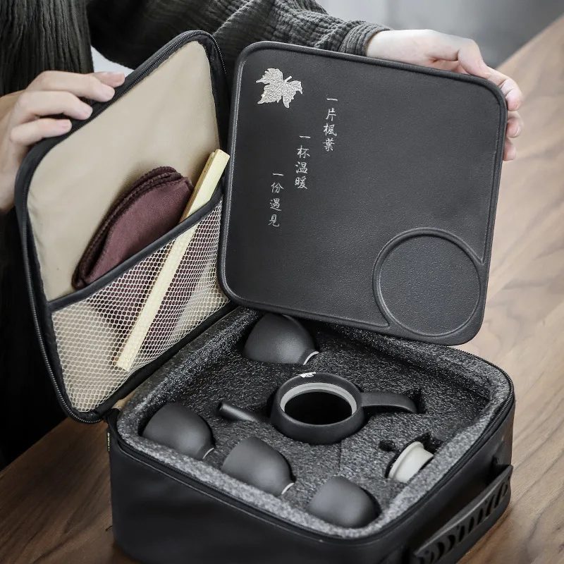 Wholesale Ceramic Travel Tea Set Portable Bag A Pot Of Four Cups Can Choose Other Styles Of Tea Pot Japanese Kung Fu Tea Set