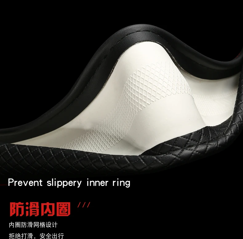 Faux Leather Steering Wheel Cover, Standard 15 inch Size, Solid Black Car Steering Wheel Cover for Truck Van SUV Auto