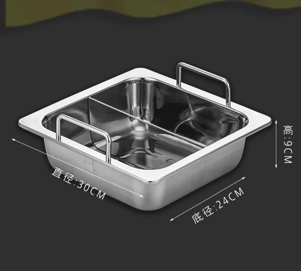 Chinese Style Stainless Steel Casserole 2 Compartments Hot Pot With Divider