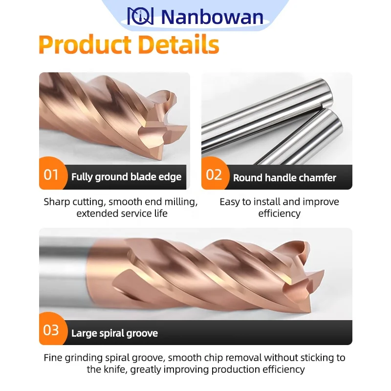 HRC55 HRC60 HRC65 Carbide End Mill 4flutes Milling Cutter Alloy Coating Tungsten Steel for  iron stainless steel