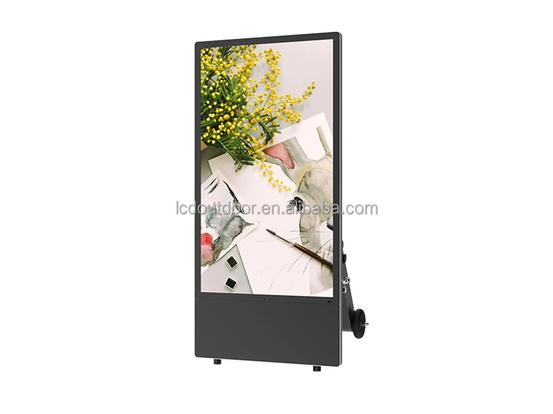 Vertical mobile power supply  LCD Digital Signage Outdoor  LCD Outdoor Display Portable Digital Poster Screen Display