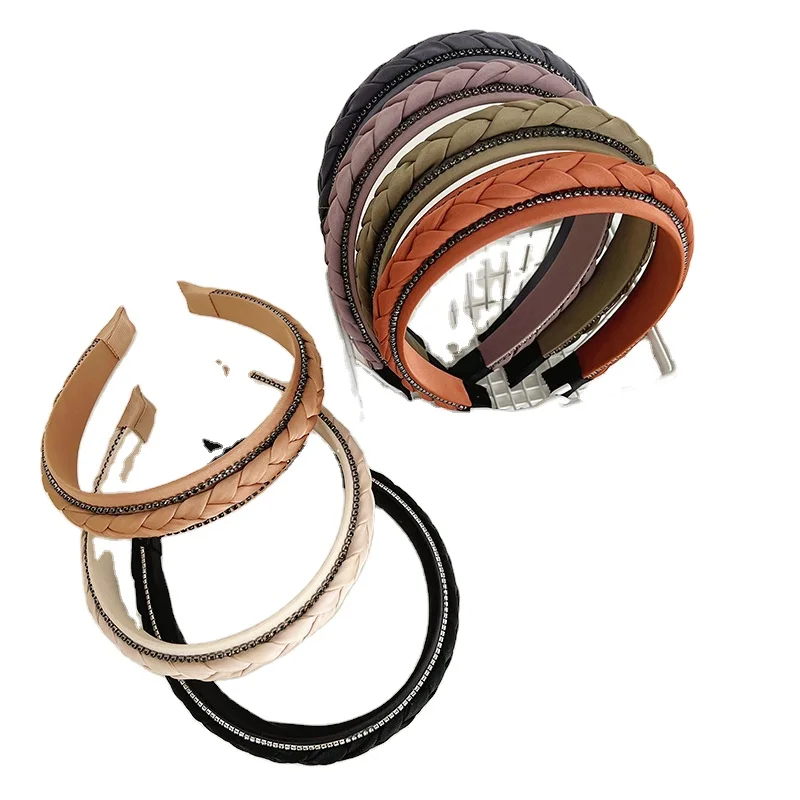 Solid color braided braid hair advanced sense small incense style South Korea net red hot drill hoops all match retro