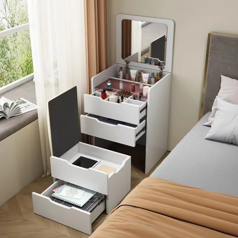Dressing table modern simple multi-functional flip top super small mirror storage cabinet makeup table
