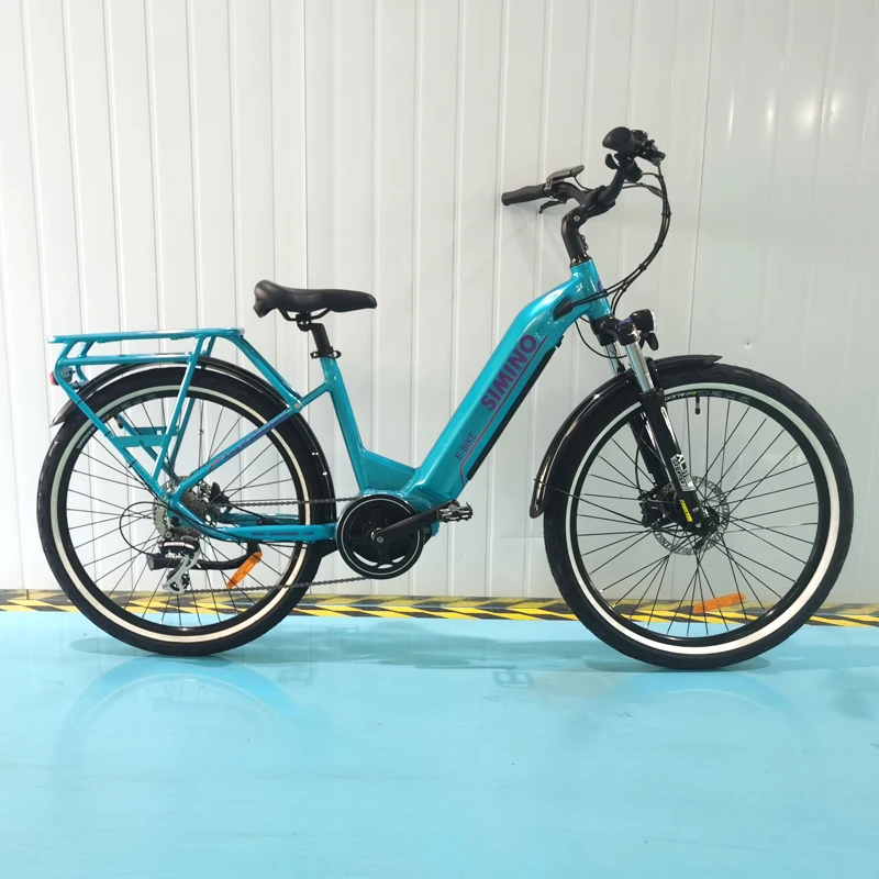 Electric City Bike 26x2.1 Tire Aluminum Alloy Frame  36V 15ah Lithium Battery Mid Drive 250W Power Torque Gears Wheel Brake