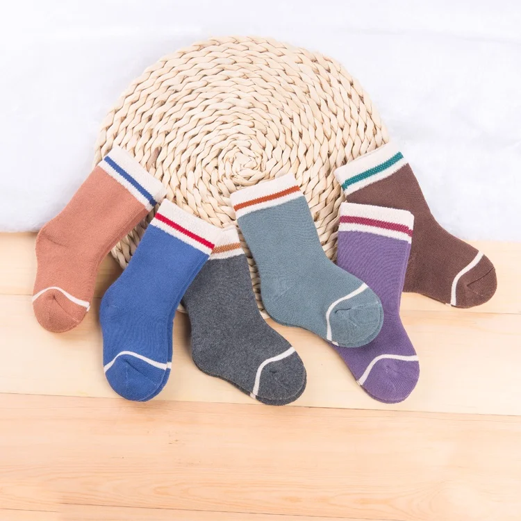 
wholesale winter stripe terry baby socks 
