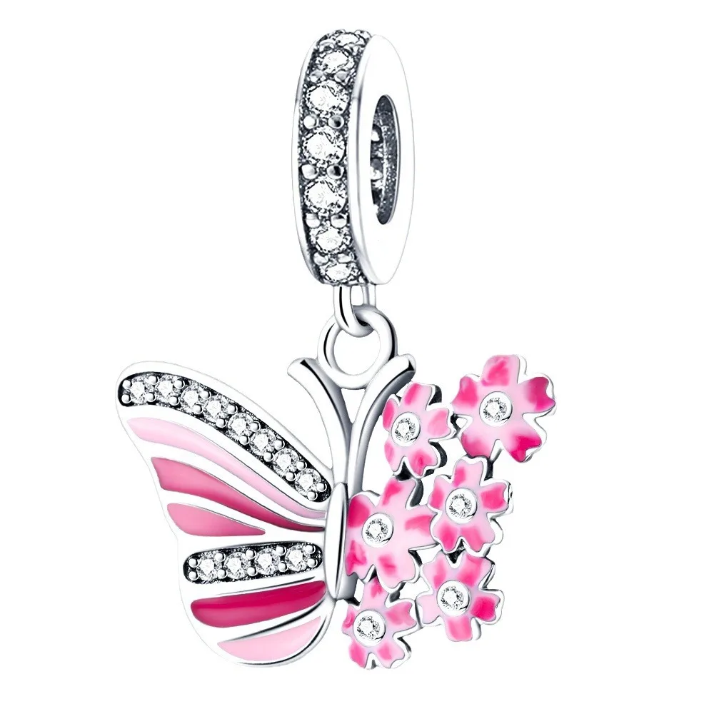 Beautiful Blue Pink Magic Luminous Butterfly Pendant for snake chain high quality butterfly charms for keychain necklace jewelry