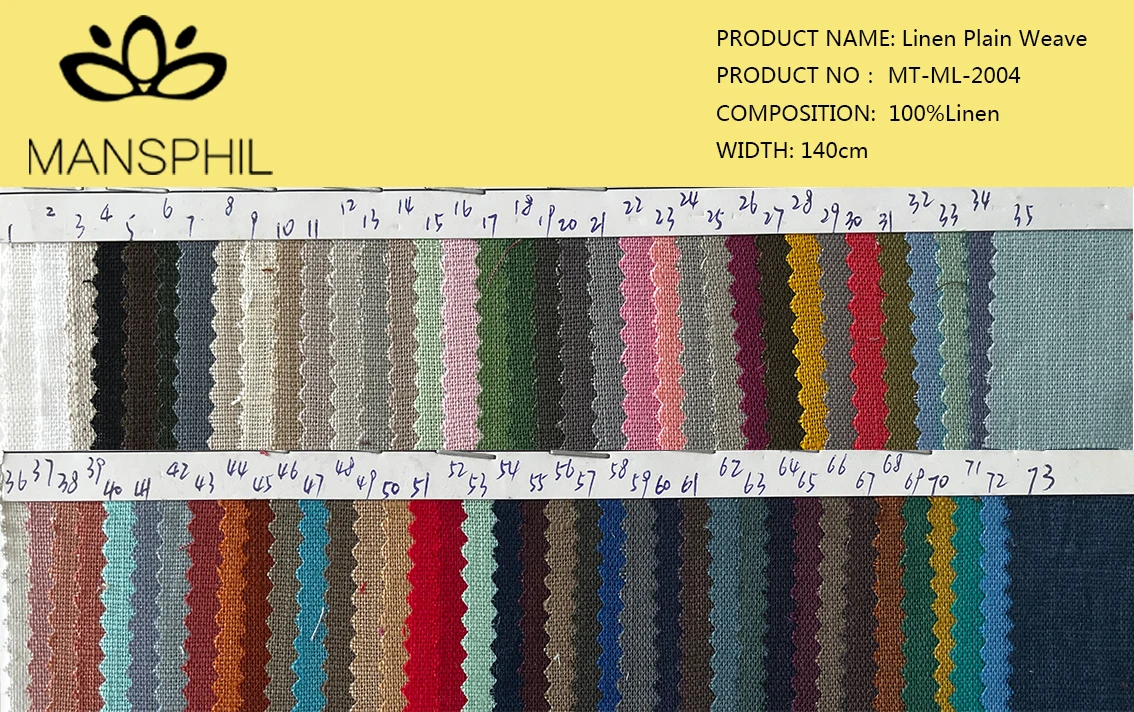 New fashion clothing solid color thickened plain linen fabric in stock 100% linen plain fabric