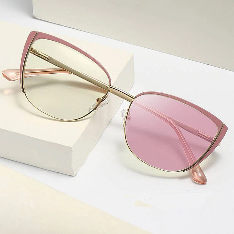 SKYWAY Trendy Metal Cat Eye Anti Blue Light Blocking Eye Glasses New Women Photochromic Sunglasses