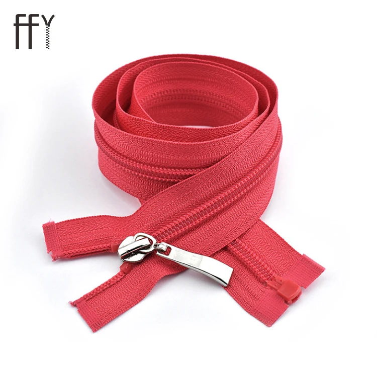 Высококачественная длинная нейлоновая цепочка 5 # на молнии для одежды с цветным логотипом на заказ