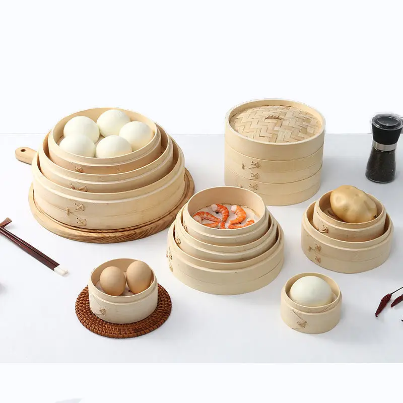 Commercial Weaving Dim Sum Rice 5cm Mini Bamboo Steamer Basket Small Order Size 60-70 Cm