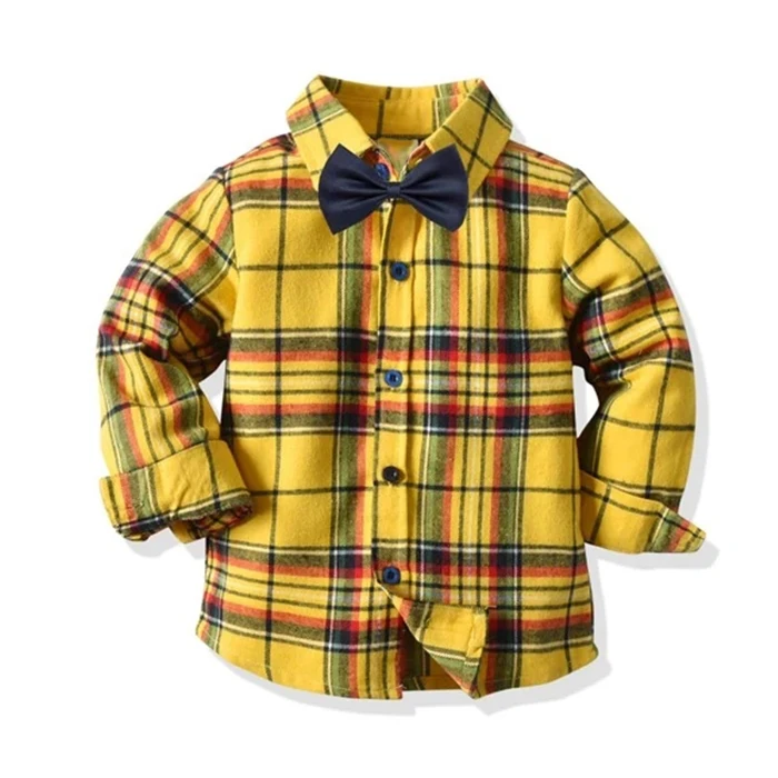 
factory direct custom collared shirt toddler boys long sleeve 100% cotton flannel plaid shirt 