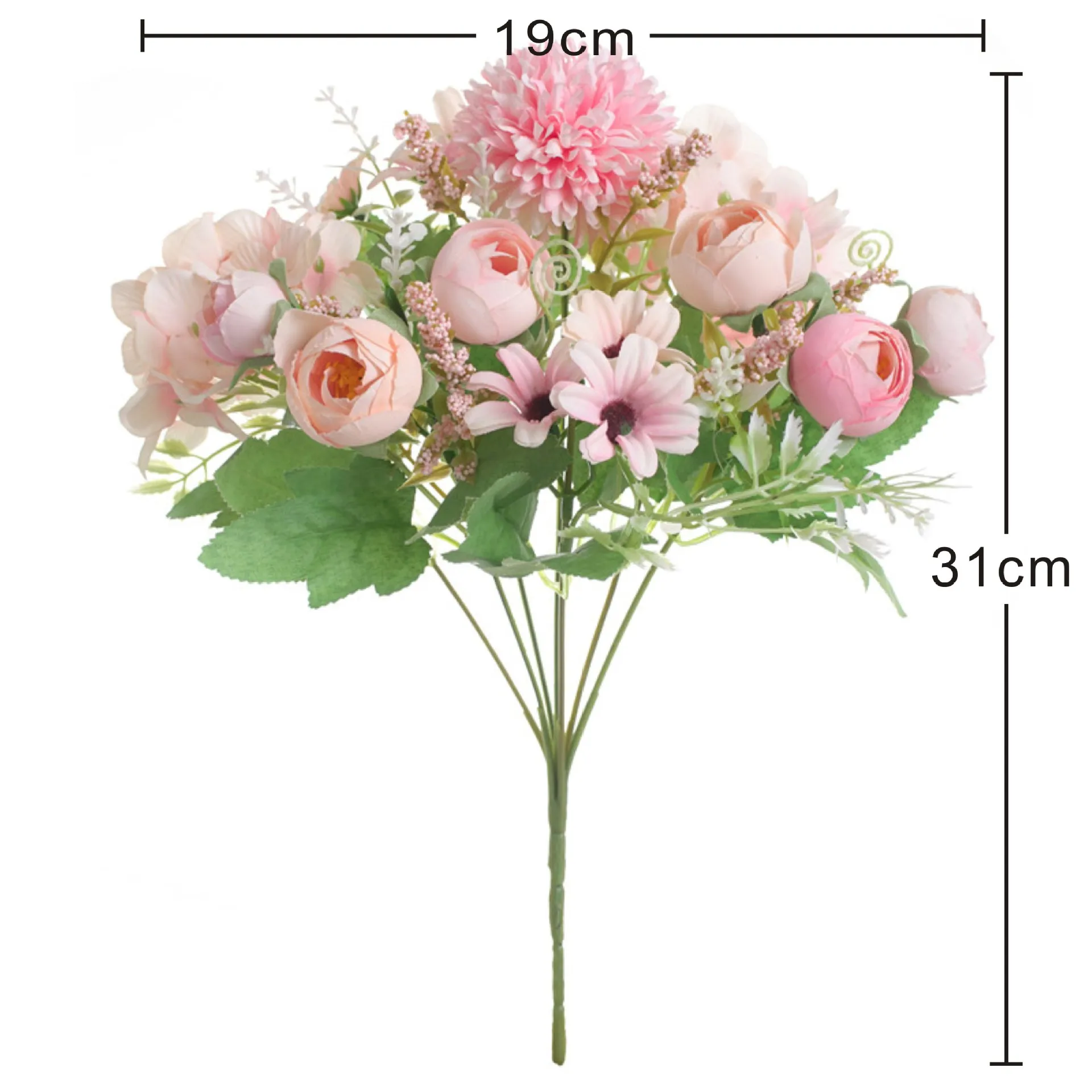 INS style artificial flower mix ball chrysanthemum hydrangea peony rose bouquet for wedding bridal flowers decoration props