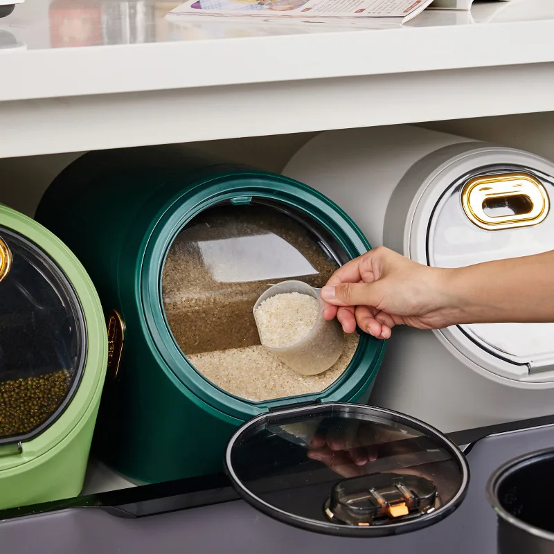 Hot Selling Space Capsule Rice Storage Bucket 30 Pounds Large Capacity Kitchen Grain Storage Container