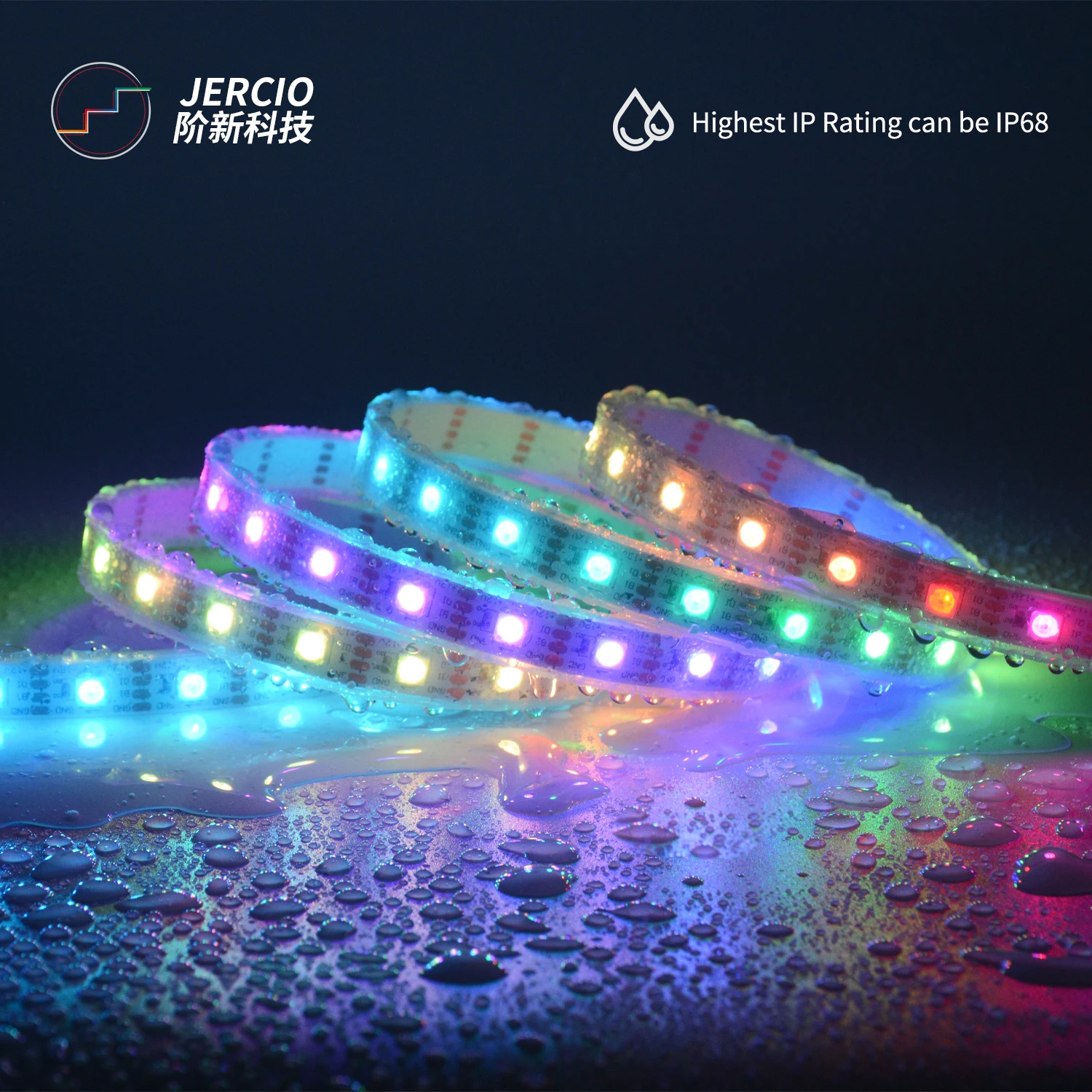 JERCIO SK6815 / WS2815 / GS8208 Built-in IC Programmable  DC12V break point continuous transfer RGB Flexible LED Strip