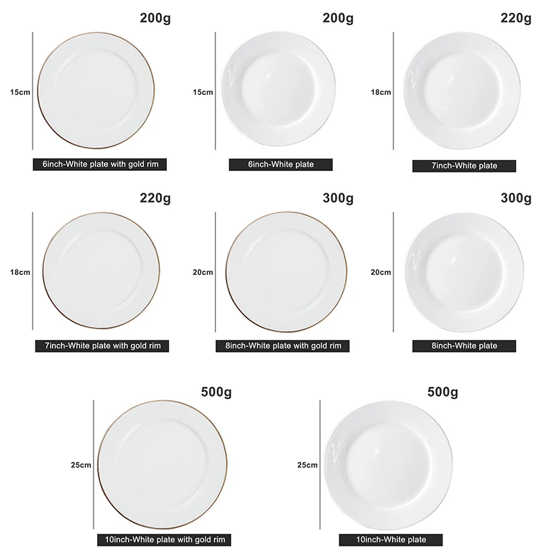 Low Price Customizable Logo white round plate ceramic porcelain restaurant plate ceramic dinner plate for restaurant