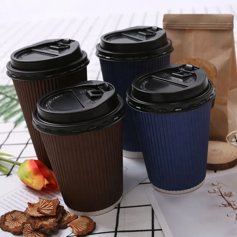 12pz 16oz Disposable Hemp Paper Cups customized hot coffee paper cup with sleeves and lid