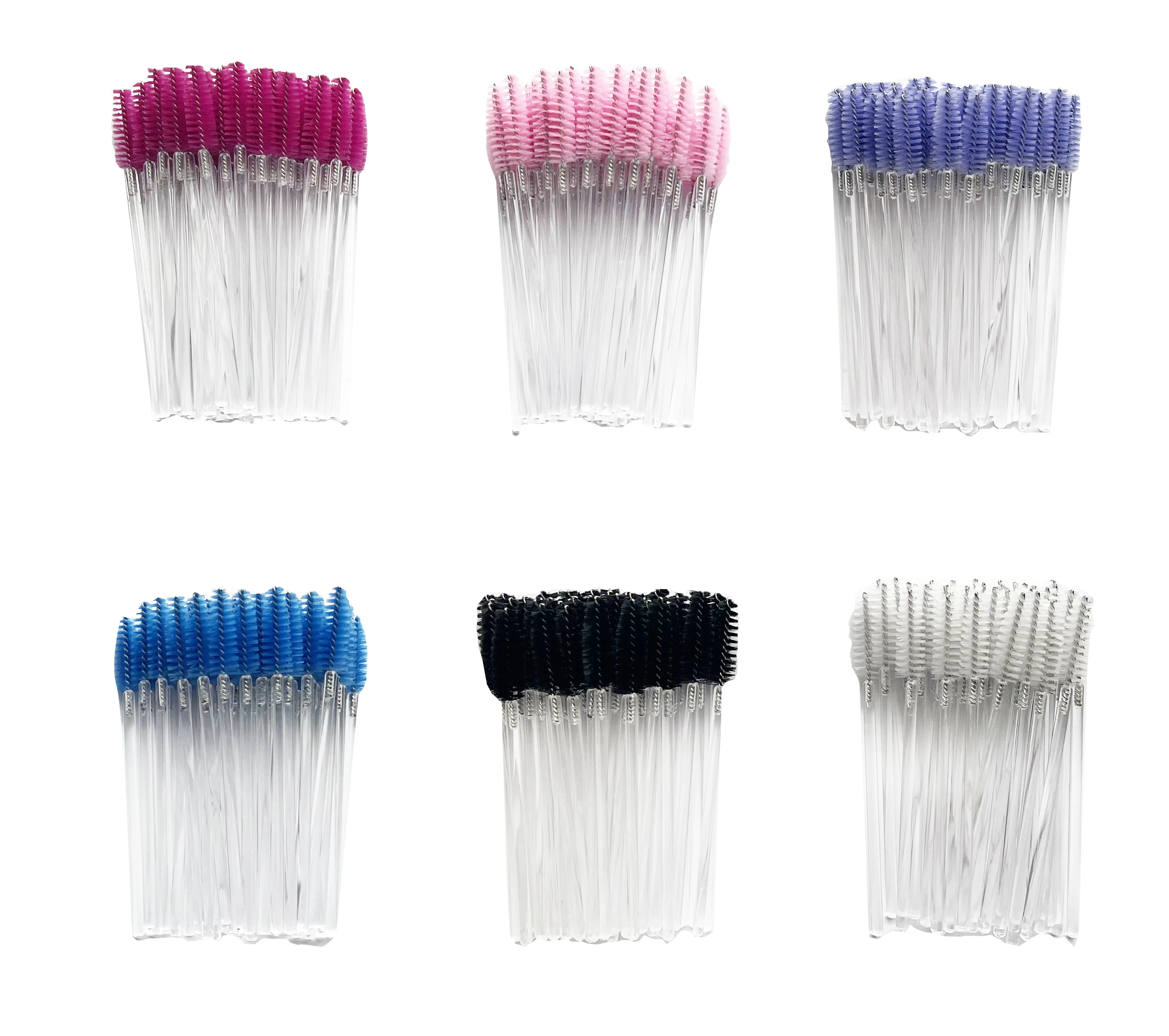 Custom 50 Pcs/Bag Lash Wholesale Disposable Mascara Wand clear handle pink eyelash glue brush cleaning lash wands eyelash brush