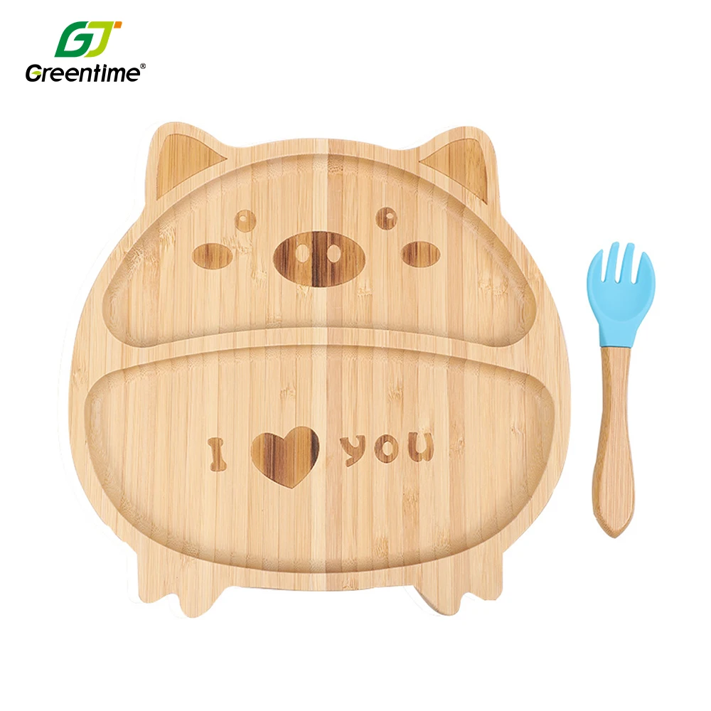 Amazon Sells Eco Friendly Children Dinner Plate Kids Feeding Set Biodegradable Bamboo Wooden Plates For Tableware Kids