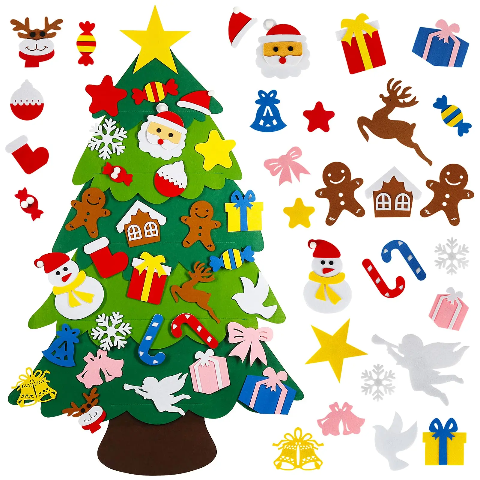 30pcs Xmas Home Wall Decorations Felt Christmas Tree For Decoration