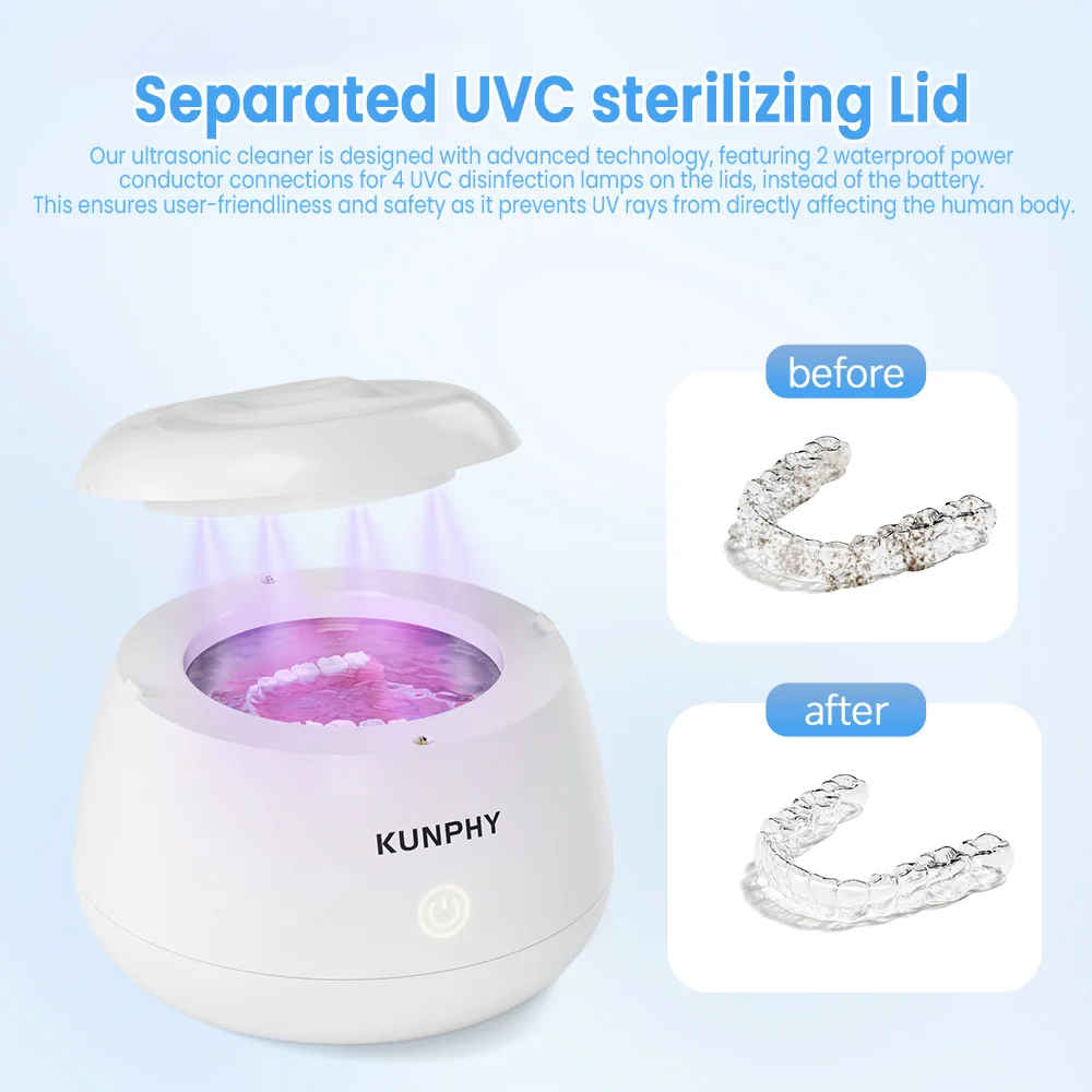 OEM Dental Ultrasonic UV Cleaning Machine with 200ml Stainless Tank Household Dental Pod Ultrasonic Cleaner for Conductor design