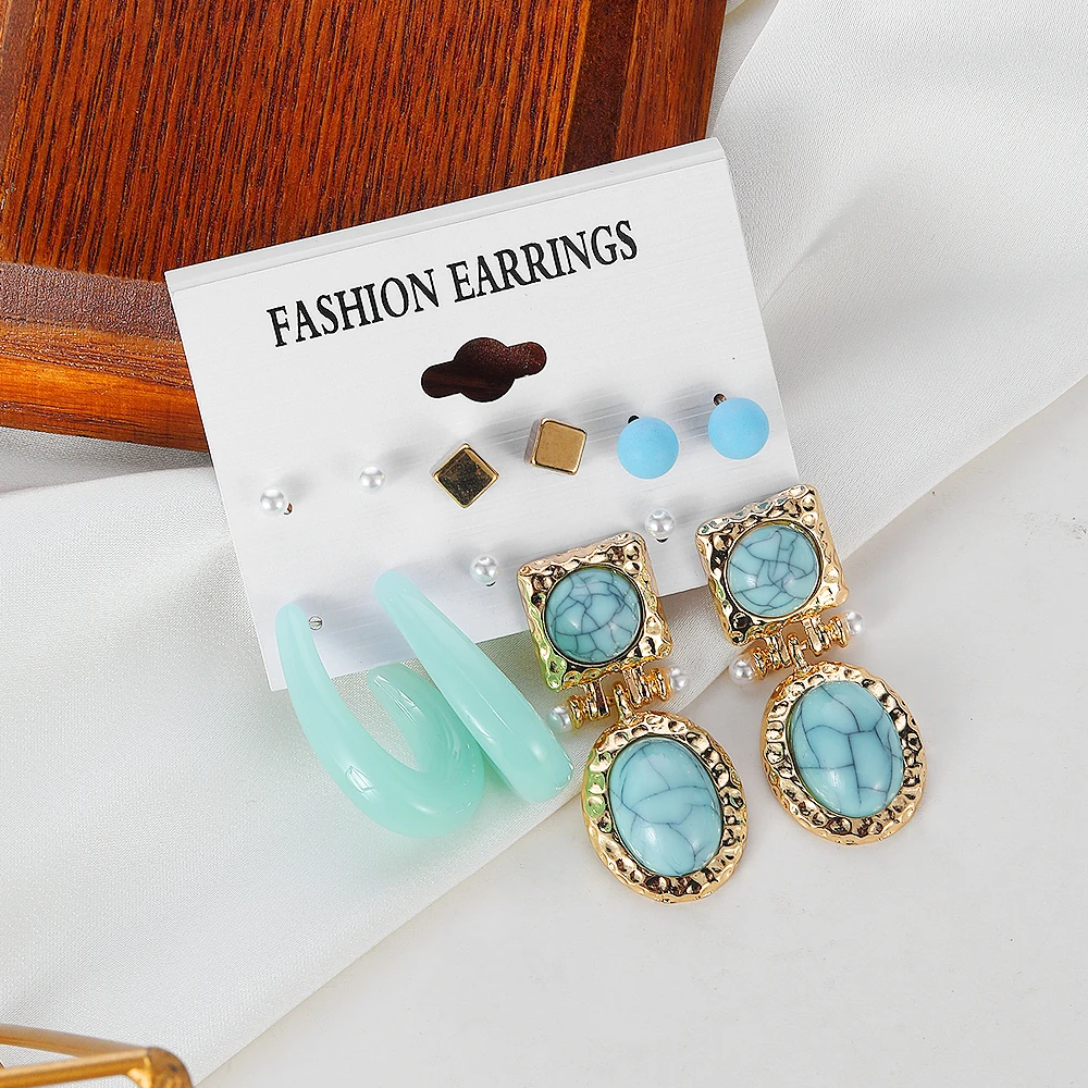 VKME New Resin Fashion Flower Earrings Colorful Hoop Exaggerated Earrings