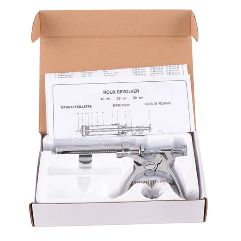 50ml Veterinary Metal Semi -automatic Syringe Animal Continuous Syringe 5 Gears Adjustable Vaccine Syringe Chicken Tools Hot
