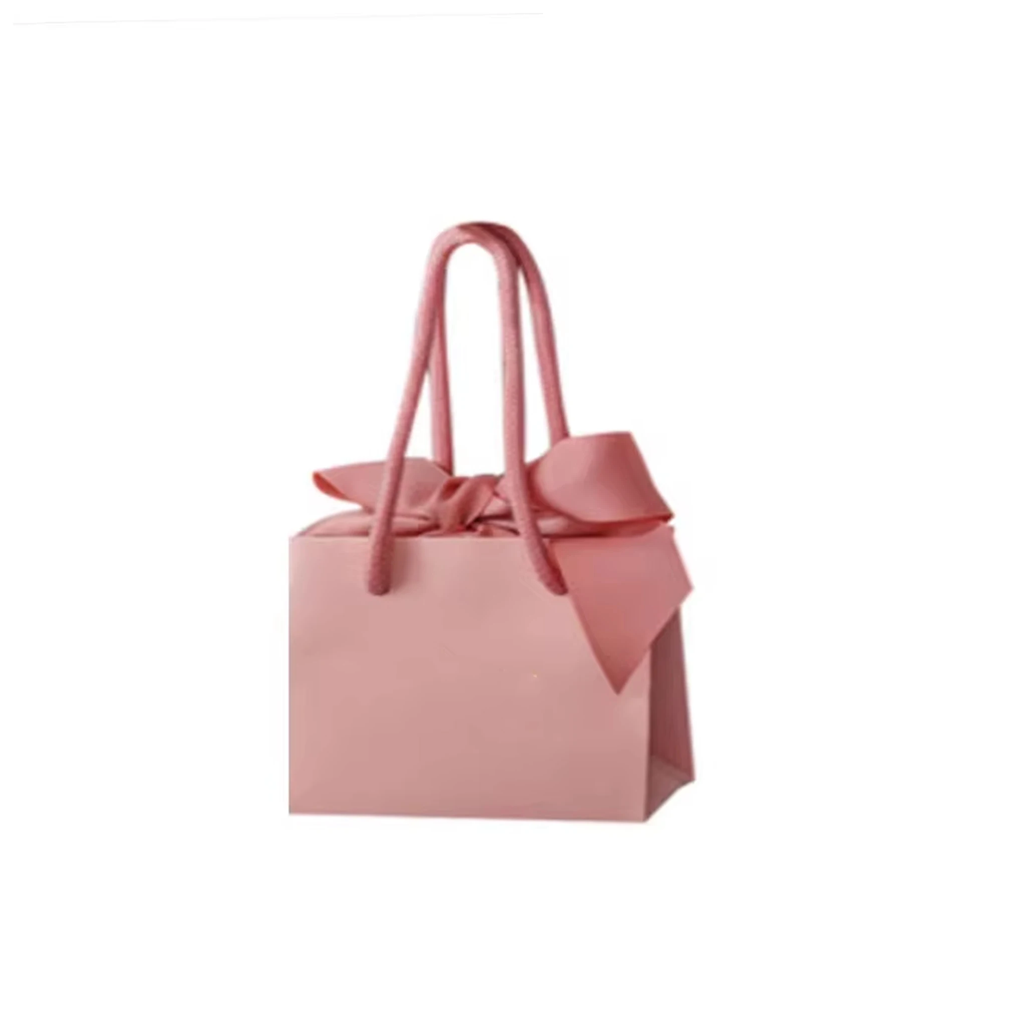 Custom Logo Luxury Clothing Cosmetics Perfume Small Pink Black Fashion Shopping Retail Gift Paper Bags With Ribbon Handle