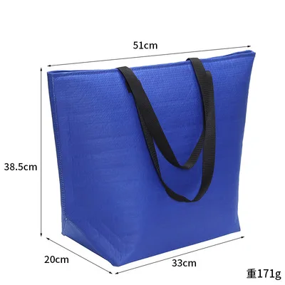 Wenzhou Factory Outdoor Travel Beach Inside PEVA Insulated Cooler Shopping Tote Bag With PP Webbing