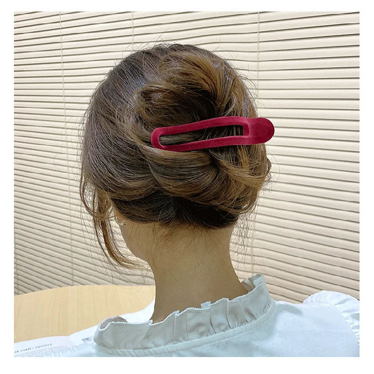 10cm Minimalist Acrylic flocking Hair Clips Solid Color Hairpins For Women Girl Crocodile Clip Hair Grips
