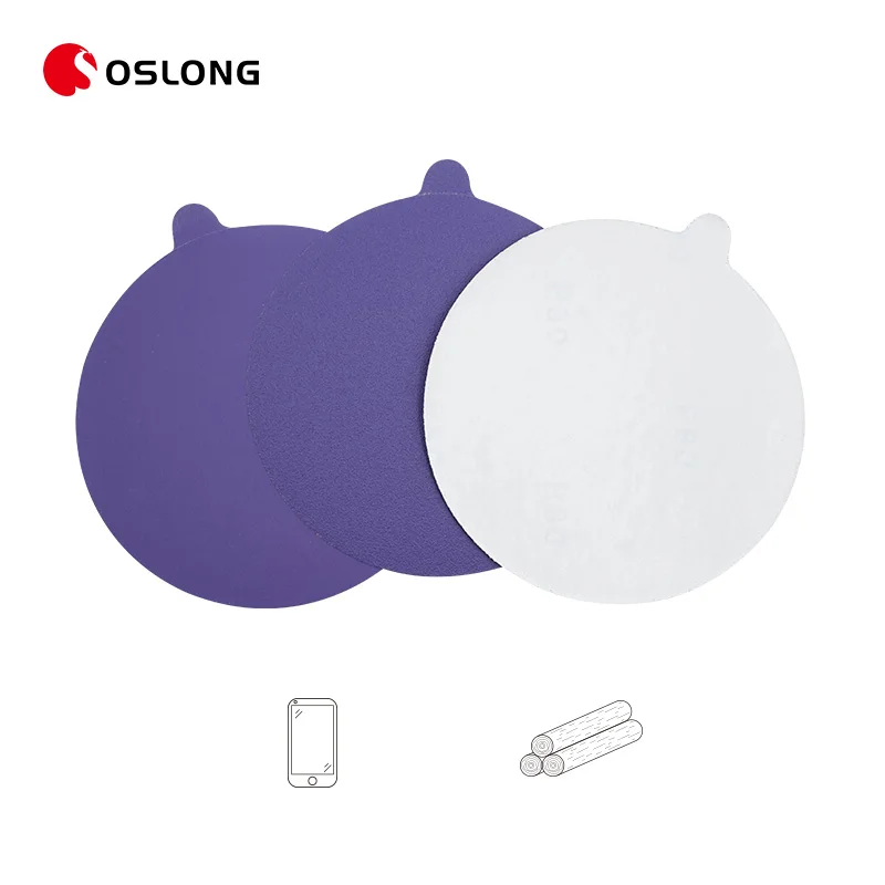 Бесплатный образец 5 дюймов PSA абразивный диск 120 гранит керамический глиноземный Фиолетовый наждачной бумаги для шлифования древесины