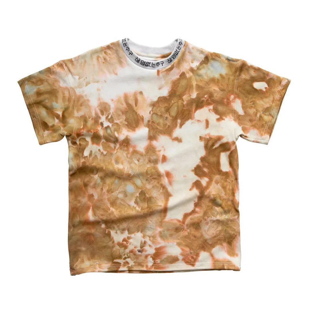 QYOURE MTS23 Custom Logo Jacquard Ribbing Heavy Weight Oversized Mens Ribbed Collar Rib Neck T Shirt