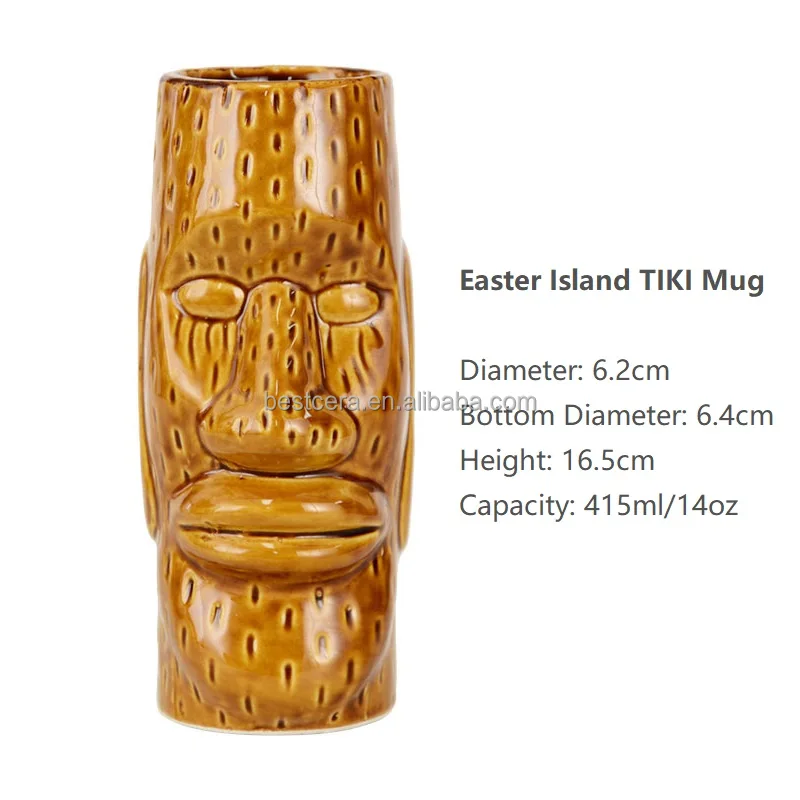 Promotion Hawaii Tiki Mugs Cocktail Cup Skull Mug 13oz Color Glazed Ceramic Tiki Beer Mug 