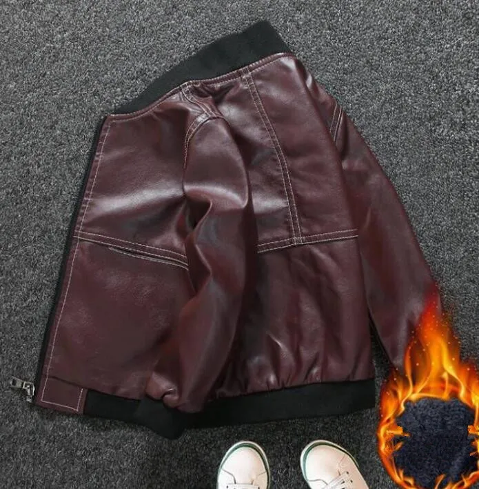 cy10728a trendy children clothes boys coats baby pu leather jacket pure color toddler boy jacket