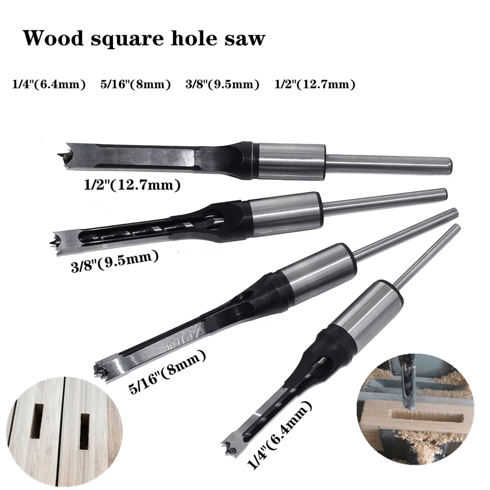HSS Drill Bits Square Drill Bits Flush Chisel Square Hole Woodworking Drill Bit Tool Kit Set