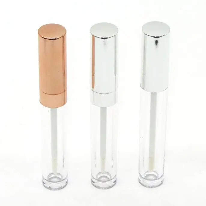 
customizable portable screen printing empty silvery cosmetic packaging lipgloss tube 