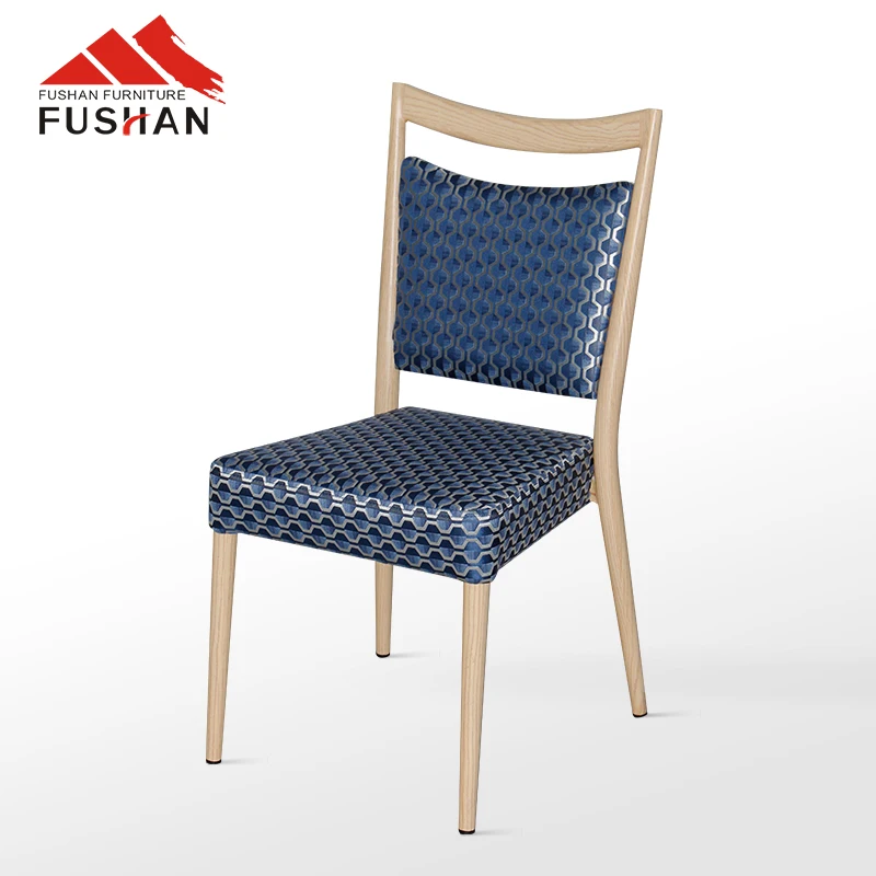 Wholesale hotel furniture metal frame stackable chair wood grain restaurant wedding banquet chair upholstered dining room chair