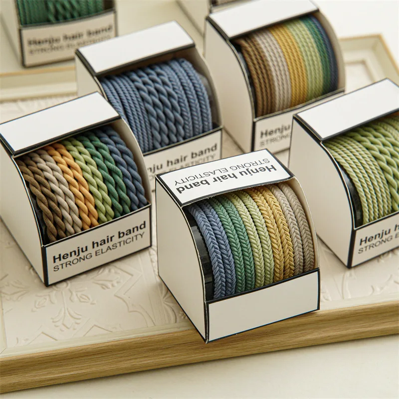 New wholesale fashionable ponytail holders 10pcs/box simple braided rubber bands for hair girls woman hair ring