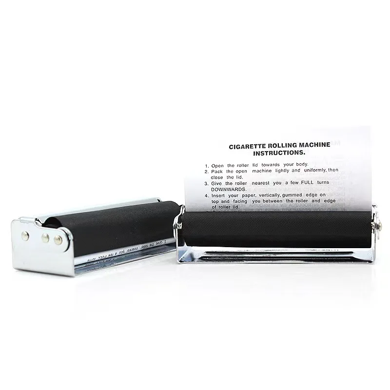 Portable 70mm 78mm 110mm Stainless Steel manual roller custom logo smoking metal cigarette rolling machine with lid