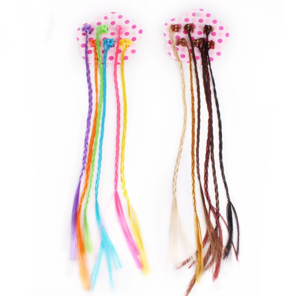 6 Colors Rainbow Wig Braid Hair Clips Mini Claw Clip Children Cute Cartoon Colorful Barrettes