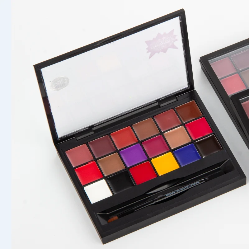 Изготовленный на заказ логотип кисти для макияжа Косметика губ блеск Губная помада ПАЛИТРА 18 видов цветов матовая губная Помада КРЕМ палитра