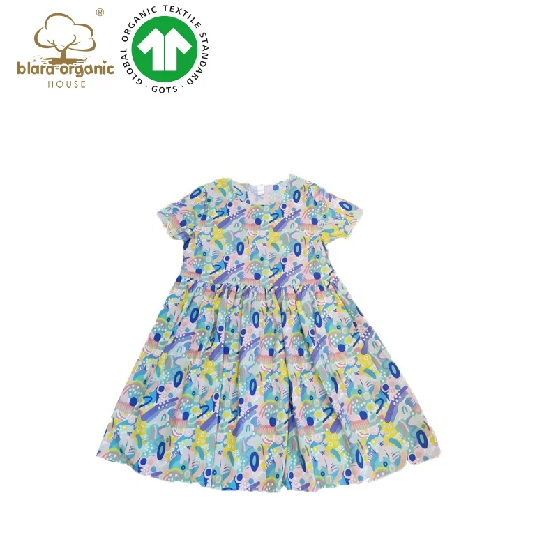 Factory Direct Customized Girls Dresses 2-12 Children Clothing Floral Digital Printing Cotton Girl Dresses