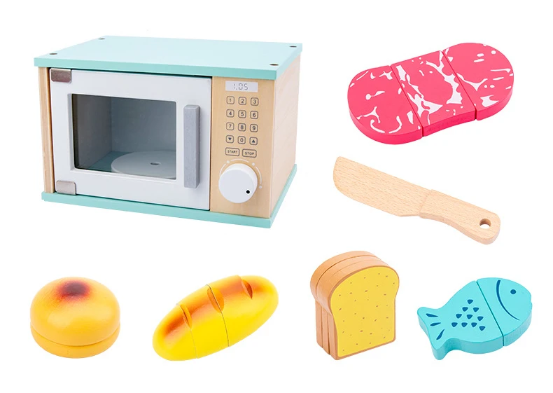 
2020 New arrive kids pretend play cooking game wooden bread maker coffee machine blender baking kitchen set toys for boys girls 